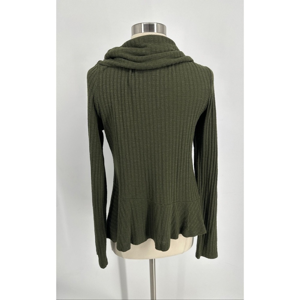 Anthropologie Maeve Ribbed Cowl Neck Long Sleeve Top